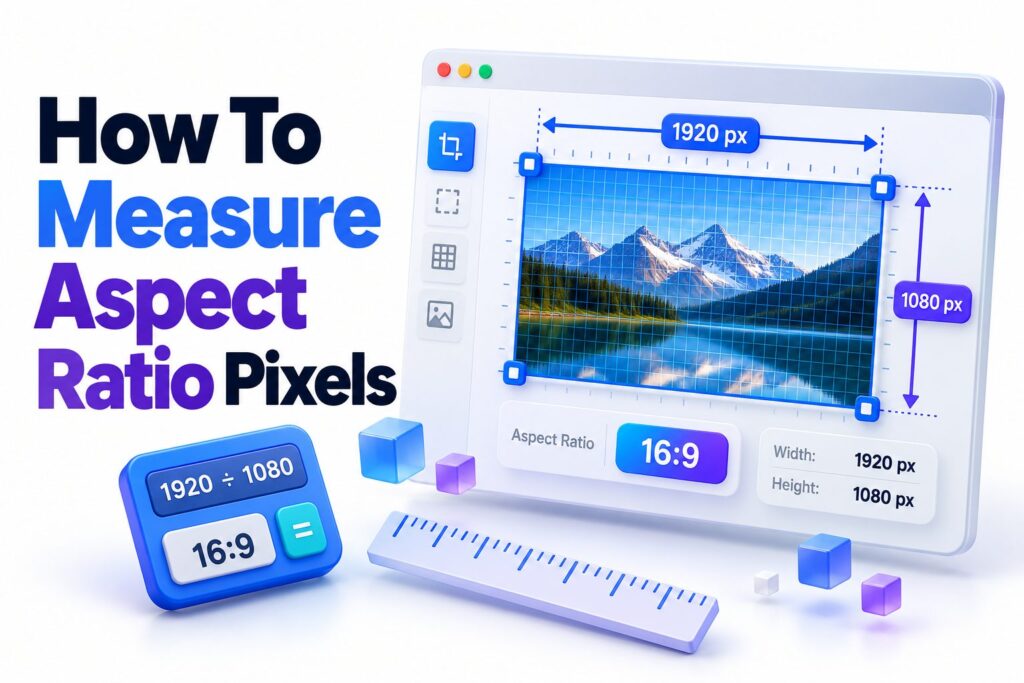 Diagram showing pixel width and height used to calculate an image’s aspect ratio
